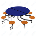 NPS Round Mobile Stool Unit Folding Cafeteria Table with Optional Bench Seating 60