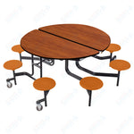 NPS Round Mobile Stool Unit Folding Cafeteria Table with Optional Bench Seating 60