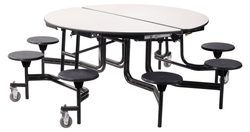 NPS Round Mobile Stool Unit Folding Cafeteria Table with Optional Bench Seating 60" W x 60" L x 32" H (NPS-MTR60S-XX-32)