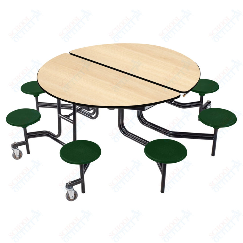 NPS Round Mobile Stool Unit Folding Cafeteria Table with Optional Bench Seating 60" W x 60" L x 32" H (NPS-MTR60S-XX-32) - SchoolOutlet