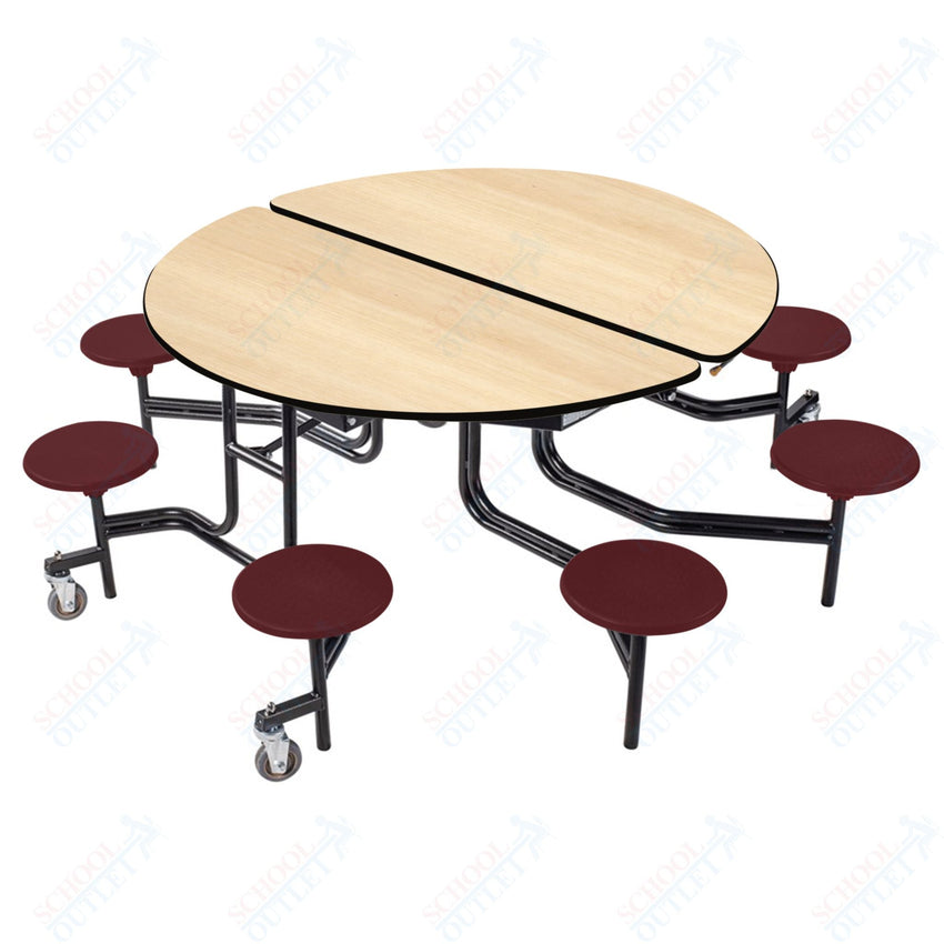 NPS Round Mobile Stool Unit Folding Cafeteria Table with Optional Bench Seating 60" W x 60" L x 32" H (NPS-MTR60S-XX-32) - SchoolOutlet