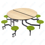 NPS Round Mobile Stool Unit Folding Cafeteria Table with Optional Bench Seating 60