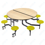 NPS Round Mobile Stool Unit Folding Cafeteria Table with Optional Bench Seating 60