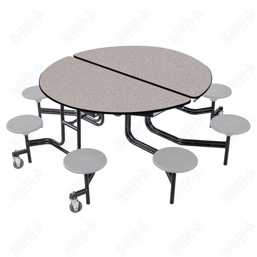 NPS Round Mobile Stool Unit Folding Cafeteria Table with Optional Bench Seating 60" W x 60" L x 32" H (NPS-MTR60S-XX-32) - SchoolOutlet