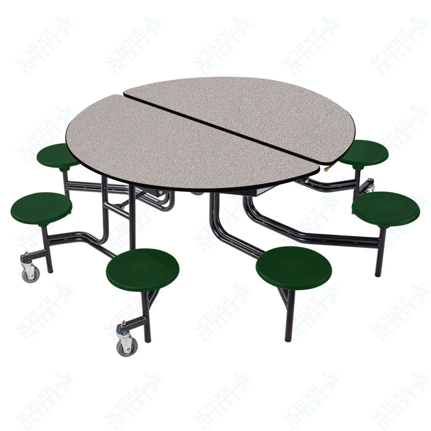 NPS Round Mobile Stool Unit Folding Cafeteria Table with Optional Bench Seating 60" W x 60" L x 25" H (NPS-MTR60S-XX-25) - SchoolOutlet
