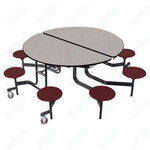 NPS Round Mobile Stool Unit Folding Cafeteria Table with Optional Bench Seating 60