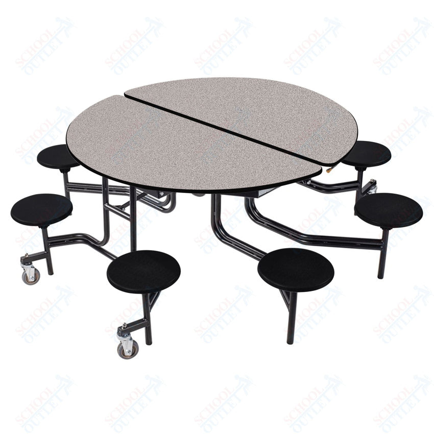 NPS Round Mobile Stool Unit Folding Cafeteria Table with Optional Bench Seating 60" W x 60" L x 32" H (NPS-MTR60S-XX-32) - SchoolOutlet