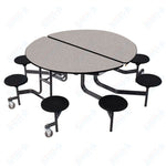 NPS Round Mobile Stool Unit Folding Cafeteria Table with Optional Bench Seating 60