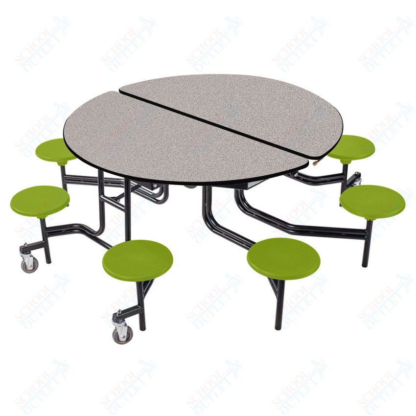 NPS Round Mobile Stool Unit Folding Cafeteria Table with Optional Bench Seating 60" W x 60" L x 32" H (NPS-MTR60S-XX-32) - SchoolOutlet