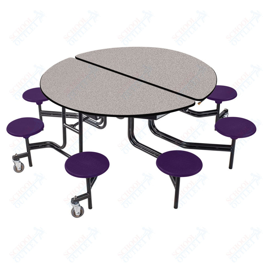 NPS Round Mobile Stool Unit Folding Cafeteria Table with Optional Bench Seating 60" W x 60" L x 32" H (NPS-MTR60S-XX-32) - SchoolOutlet