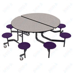 NPS Round Mobile Stool Unit Folding Cafeteria Table with Optional Bench Seating 60