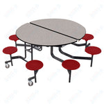 NPS Round Mobile Stool Unit Folding Cafeteria Table with Optional Bench Seating 60