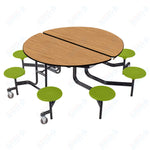 NPS Round Mobile Stool Unit Folding Cafeteria Table with Optional Bench Seating 60
