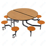 NPS Round Mobile Stool Unit Folding Cafeteria Table with Optional Bench Seating 60