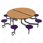 NPS Round Mobile Stool Unit Folding Cafeteria Table with Optional Bench Seating 60