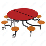 NPS Round Mobile Stool Unit Folding Cafeteria Table with Optional Bench Seating 60