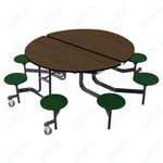 NPS Round Mobile Stool Unit Folding Cafeteria Table with Optional Bench Seating 60