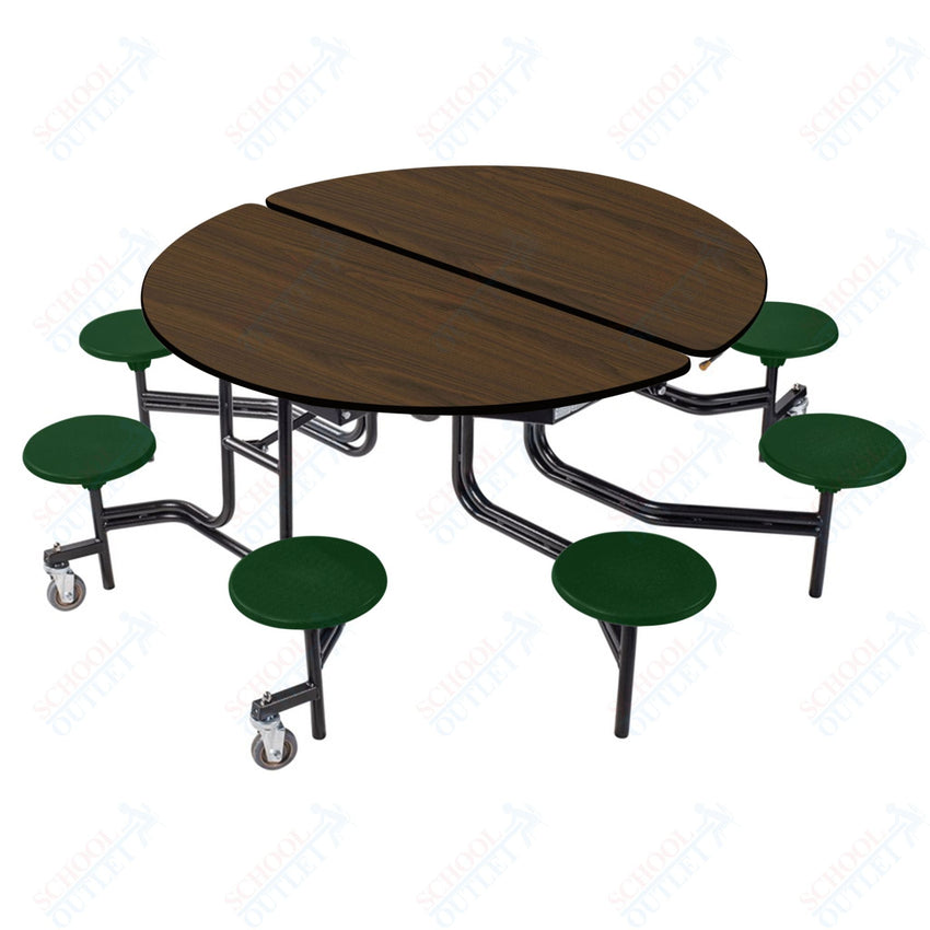 NPS Round Mobile Stool Unit Folding Cafeteria Table with Optional Bench Seating 60" W x 60" L x 32" H (NPS-MTR60S-XX-32) - SchoolOutlet