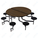 NPS Round Mobile Stool Unit Folding Cafeteria Table with Optional Bench Seating 60
