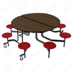 NPS Round Mobile Stool Unit Folding Cafeteria Table with Optional Bench Seating 60