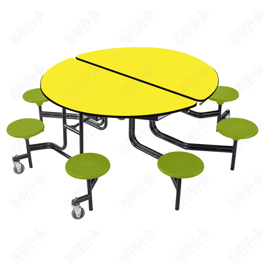 NPS Round Mobile Stool Unit Folding Cafeteria Table with Optional Bench Seating 60" W x 60" L x 27" H (NPS-MTR60S-XX-27) - SchoolOutlet