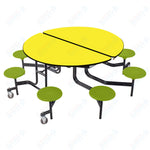 NPS Round Mobile Stool Unit Folding Cafeteria Table with Optional Bench Seating 60