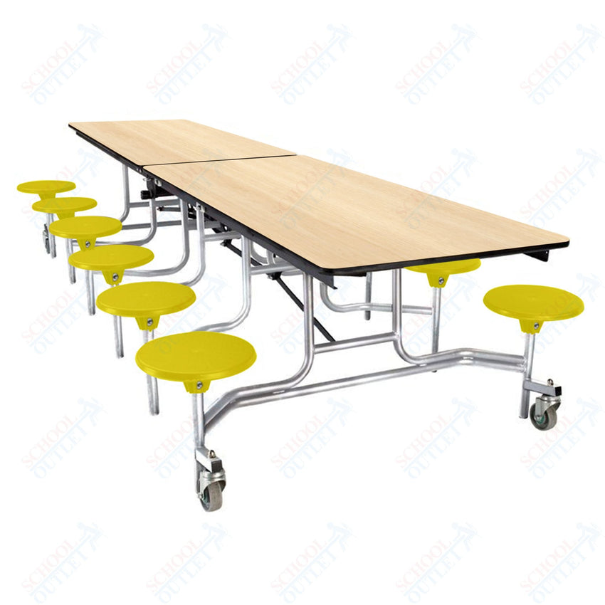 NPS Rectangle Mobile Stool Unit Folding Cafeteria Table with High-Impact Stools 30" W x 121" L x 25" H (NPS-MTS10-XX-25) - SchoolOutlet