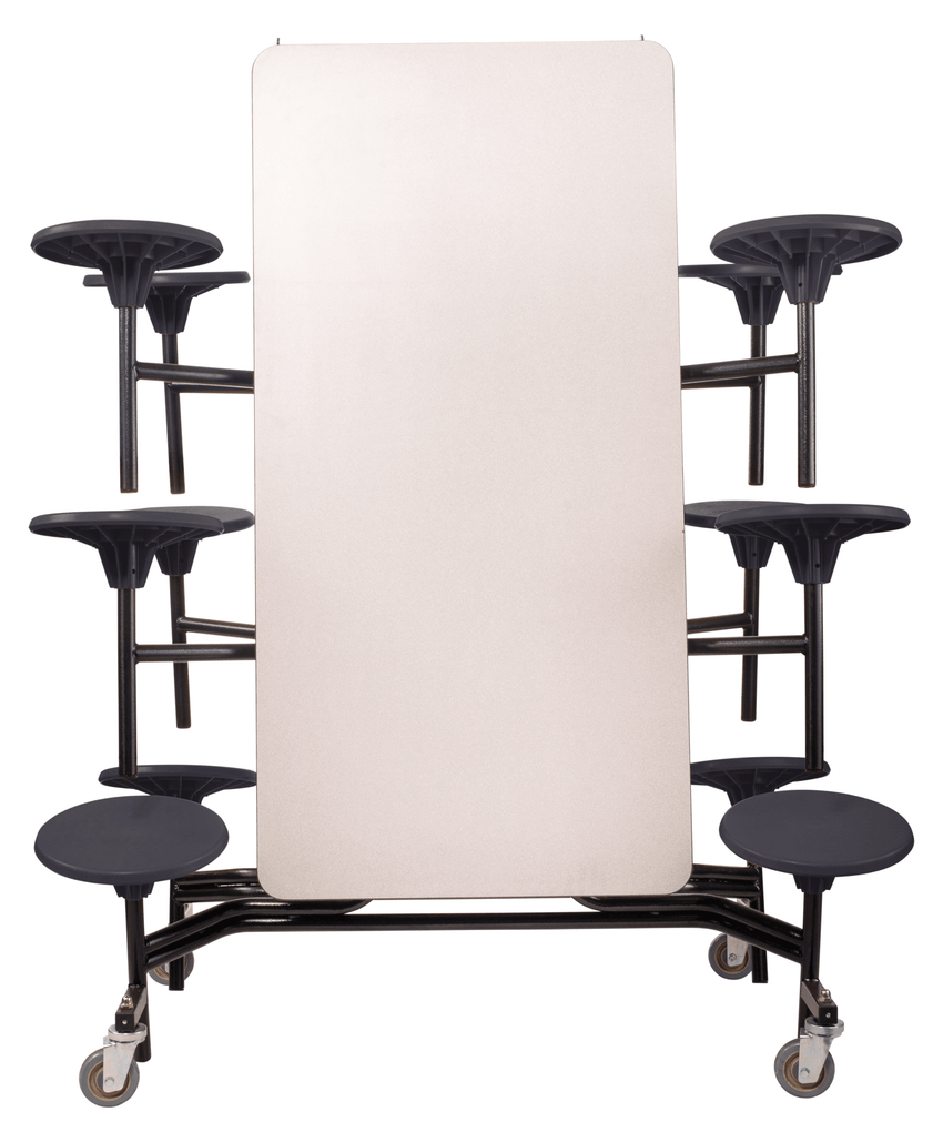 NPS Rectangle Mobile Stool Unit Folding Cafeteria Table with High-Impact Stools 30" W x 121" L x 25" H (NPS-MTS10-XX-25) - SchoolOutlet