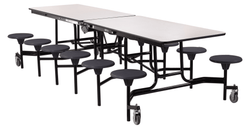 NPS Rectangle Mobile Stool Unit Folding Cafeteria Table with High-Impact Stools 30" W x 121" L x 25" H (NPS-MTS10-XX-25)
