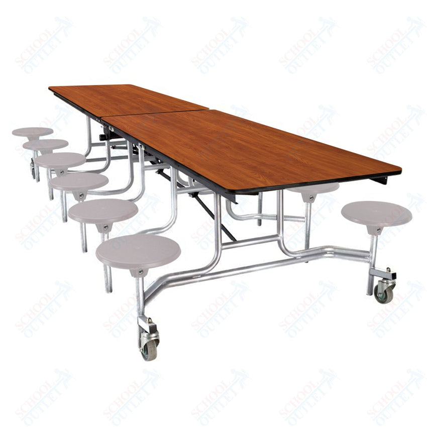 NPS Rectangle Mobile Stool Unit Folding Cafeteria Table with High-Impact Stools 30" W x 121" L x 25" H (NPS-MTS10-XX-25) - SchoolOutlet