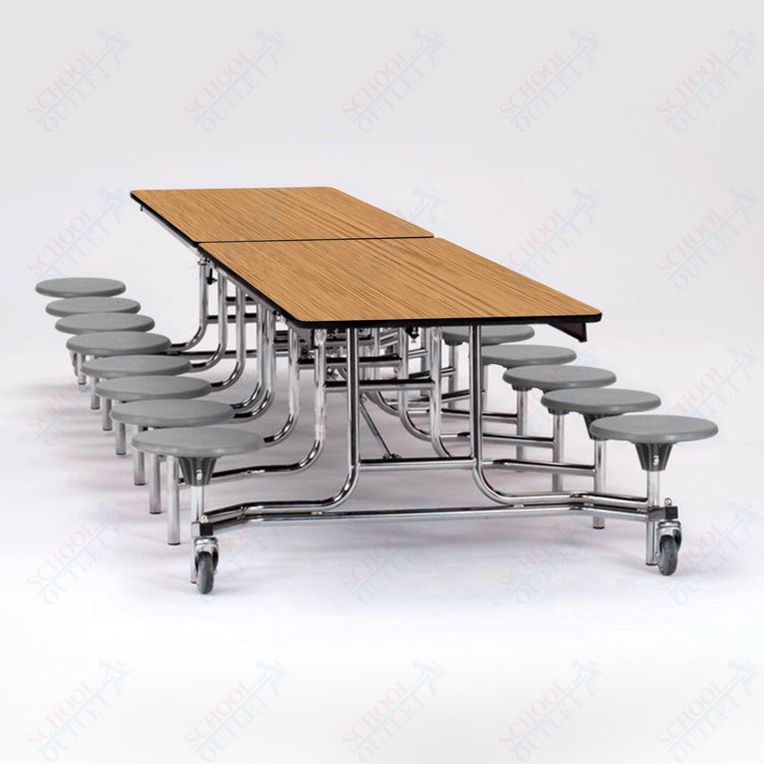 NPS Rectangle Mobile Folding Stool Unit with High Pressure Laminate Top 30" W x 145" L x 25" H (NPS-MTS1216-XX-25) - SchoolOutlet