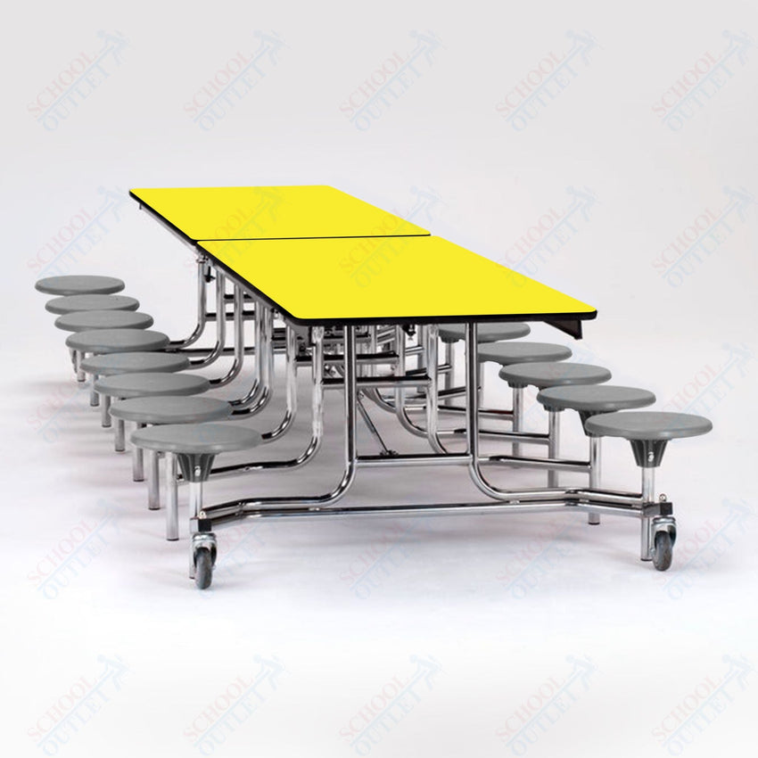 NPS Rectangle Mobile Folding Stool Unit with High Pressure Laminate Top 30" W x 145" L x 25" H (NPS-MTS1216-XX-25) - SchoolOutlet
