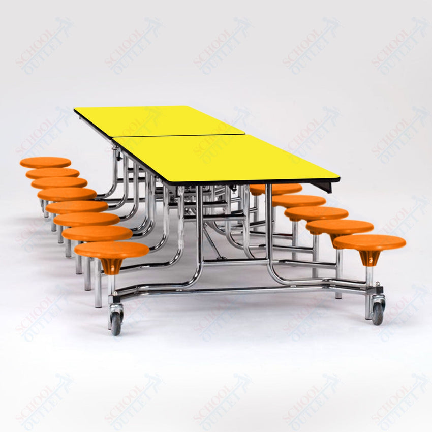 NPS Rectangle Mobile Folding Stool Unit with High Pressure Laminate Top 30" W x 145" L x 25" H (NPS-MTS1216-XX-25) - SchoolOutlet
