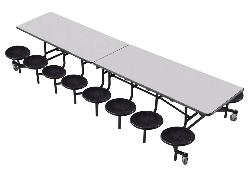 NPS Rectangle Mobile Folding Stool Unit with High Pressure Laminate Top 30" W x 145" L x 25" H (NPS-MTS1216-XX-25) - SchoolOutlet