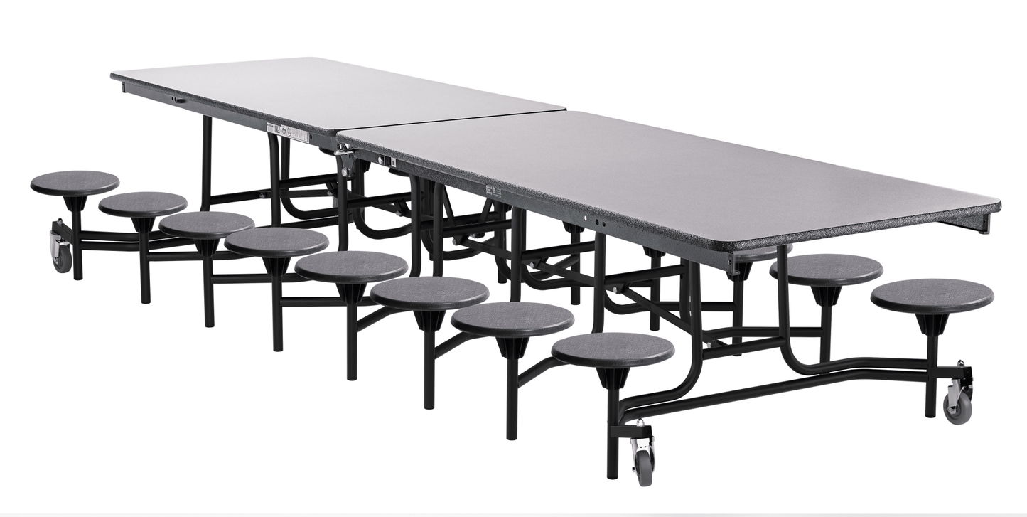 NPS Rectangle Mobile Folding Stool Unit with High Pressure Laminate Top 30" W x 145" L x 25" H (NPS-MTS1216-XX-25) - SchoolOutlet