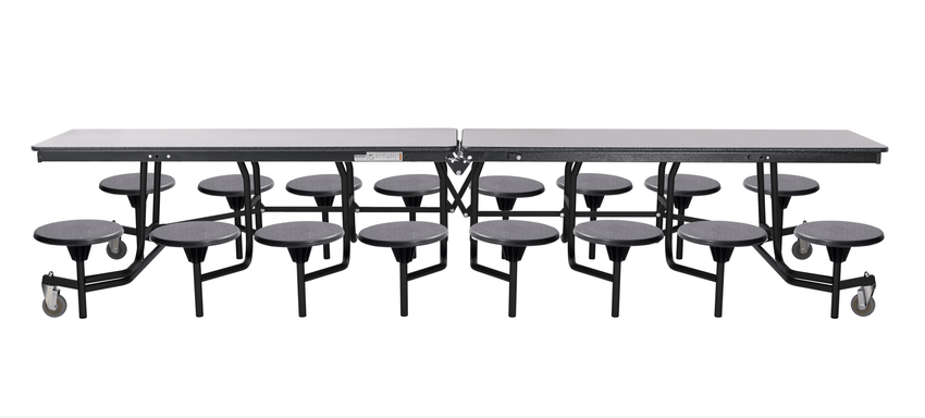 NPS Rectangle Mobile Folding Stool Unit with High Pressure Laminate Top 30" W x 145" L x 25" H (NPS-MTS1216-XX-25) - SchoolOutlet
