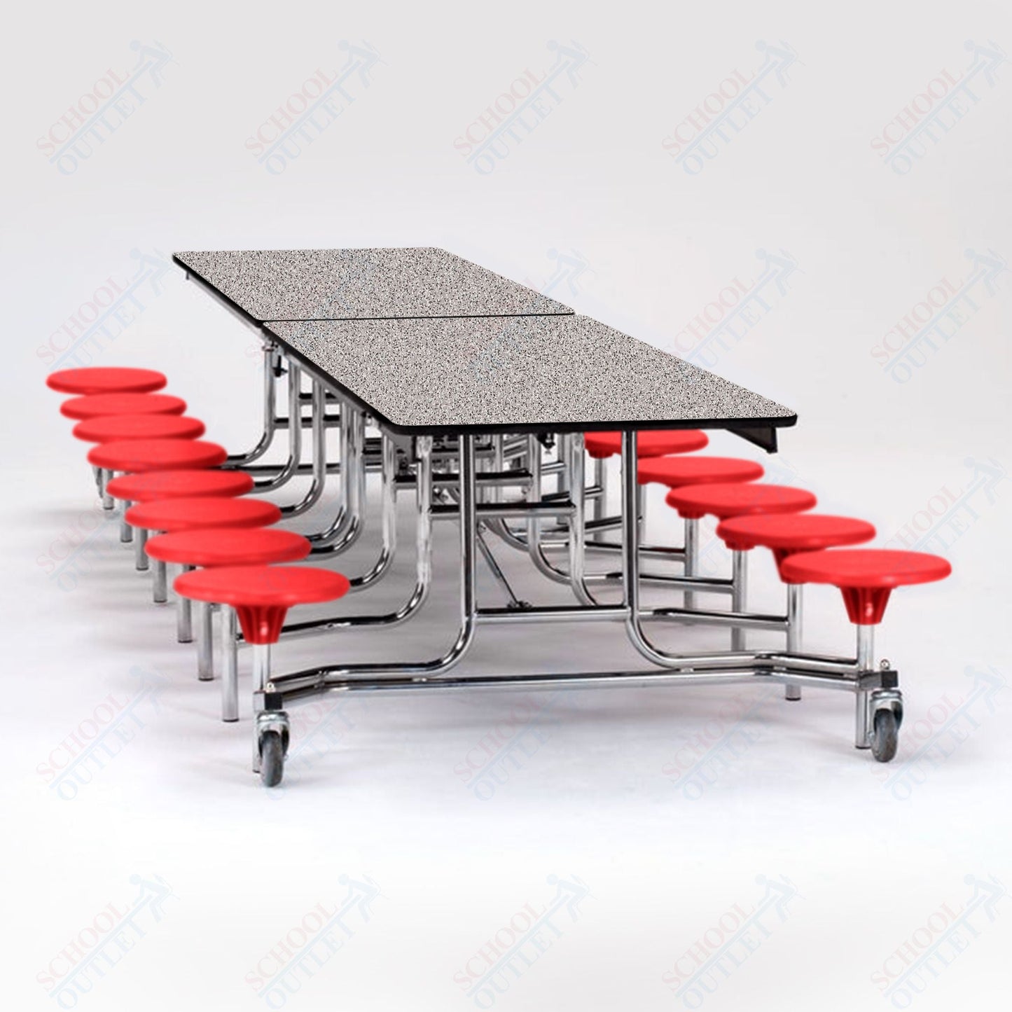 NPS Rectangle Mobile Folding Stool Unit with High Pressure Laminate Top 30" W x 145" L x 25" H (NPS-MTS1216-XX-25) - SchoolOutlet