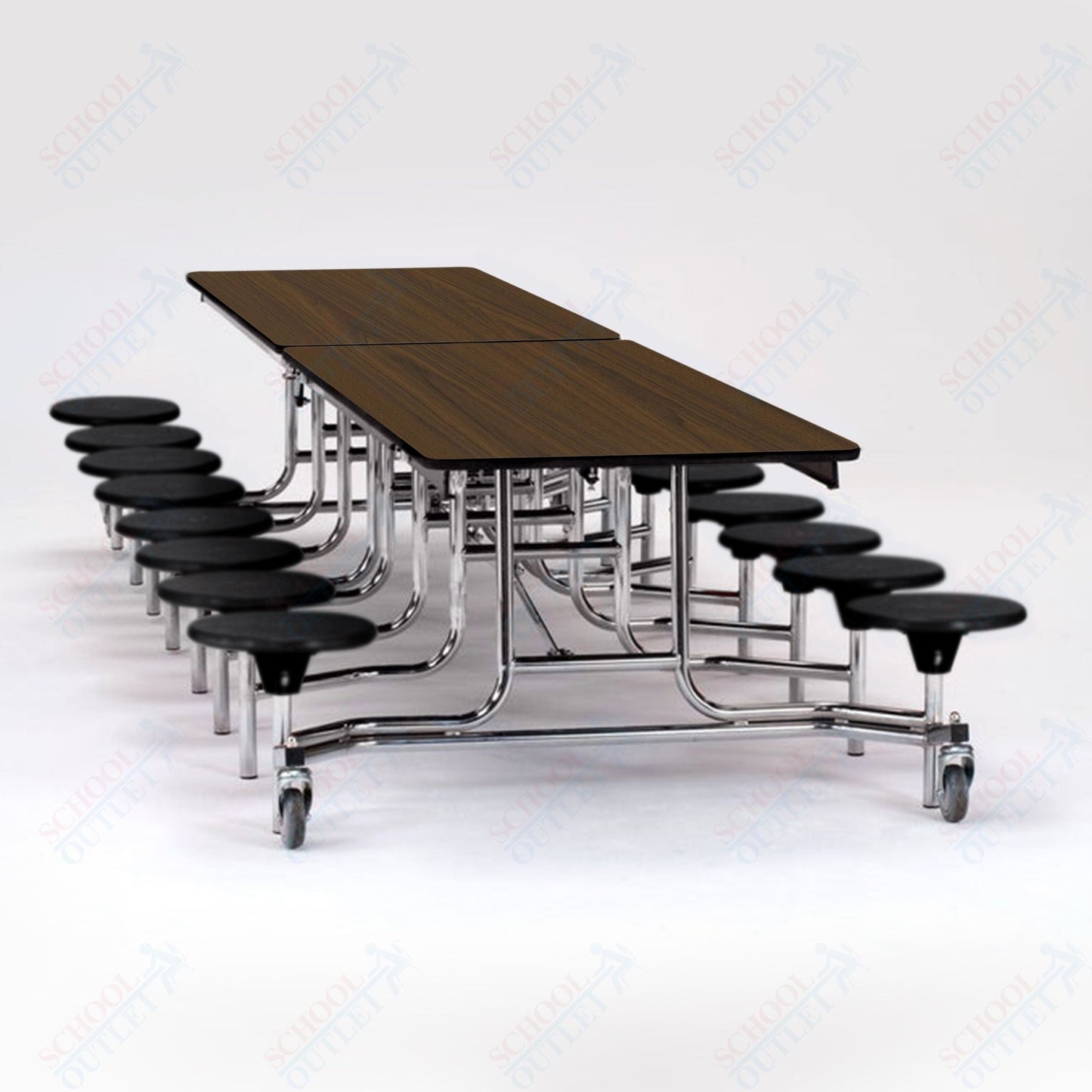 NPS Rectangle Mobile Folding Stool Unit with High Pressure Laminate Top 30" W x 145" L x 25" H (NPS-MTS1216-XX-25) - SchoolOutlet