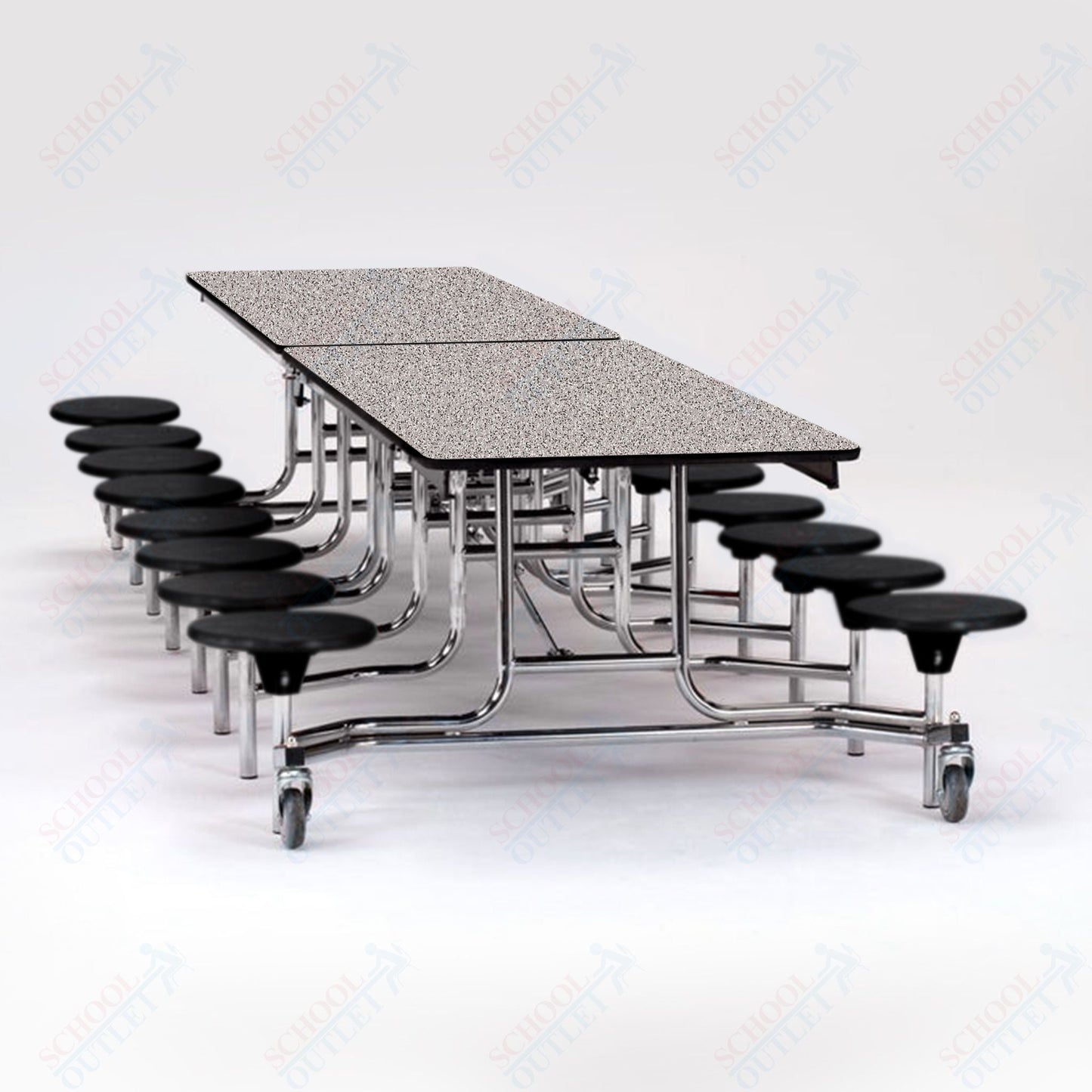 NPS Rectangle Mobile Folding Stool Unit with High Pressure Laminate Top 30" W x 145" L x 25" H (NPS-MTS1216-XX-25) - SchoolOutlet