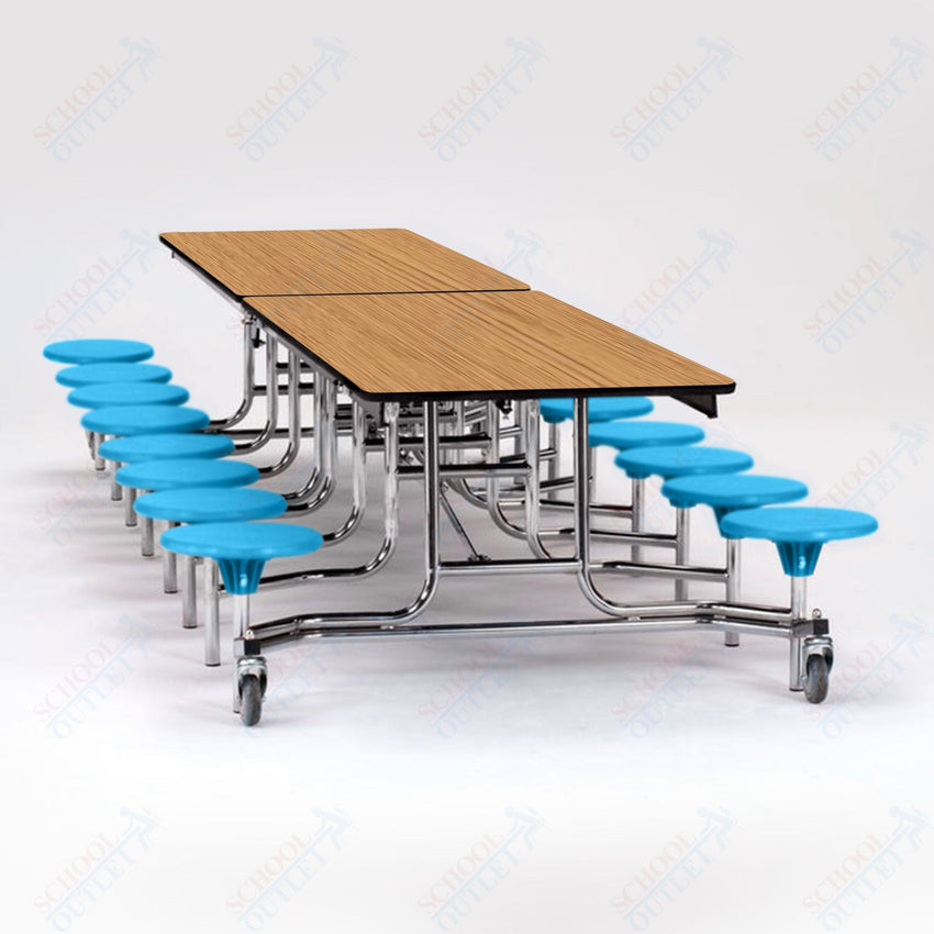 NPS Rectangle Mobile Folding Stool Unit with High Pressure Laminate Top 30" W x 145" L x 25" H (NPS-MTS1216-XX-25) - SchoolOutlet