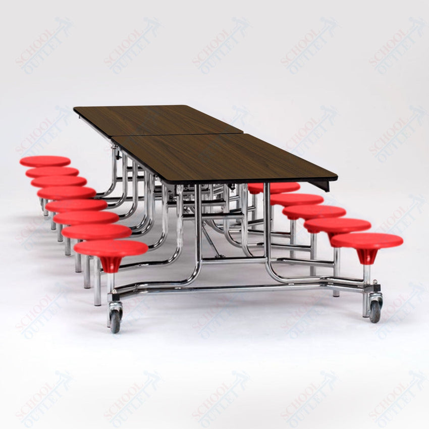 NPS Rectangle Mobile Folding Stool Unit with High Pressure Laminate Top 30" W x 145" L x 25" H (NPS-MTS1216-XX-25) - SchoolOutlet