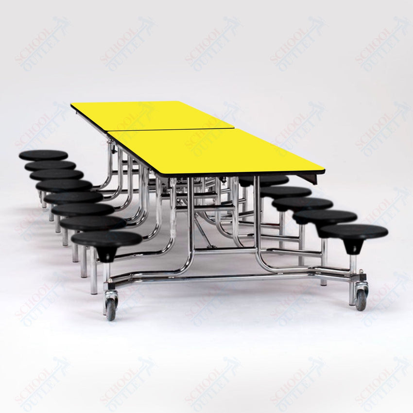 NPS Rectangle Mobile Folding Stool Unit with High Pressure Laminate Top 30" W x 145" L x 25" H (NPS-MTS1216-XX-25) - SchoolOutlet