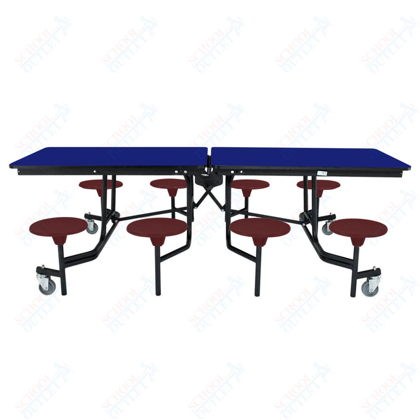 NPS Rectangle Mobile Stool Unit Folding Table with Storage and High Impact Stools 30" W x 97" L x 27" H (NPS-MTS8-XX-27) - SchoolOutlet