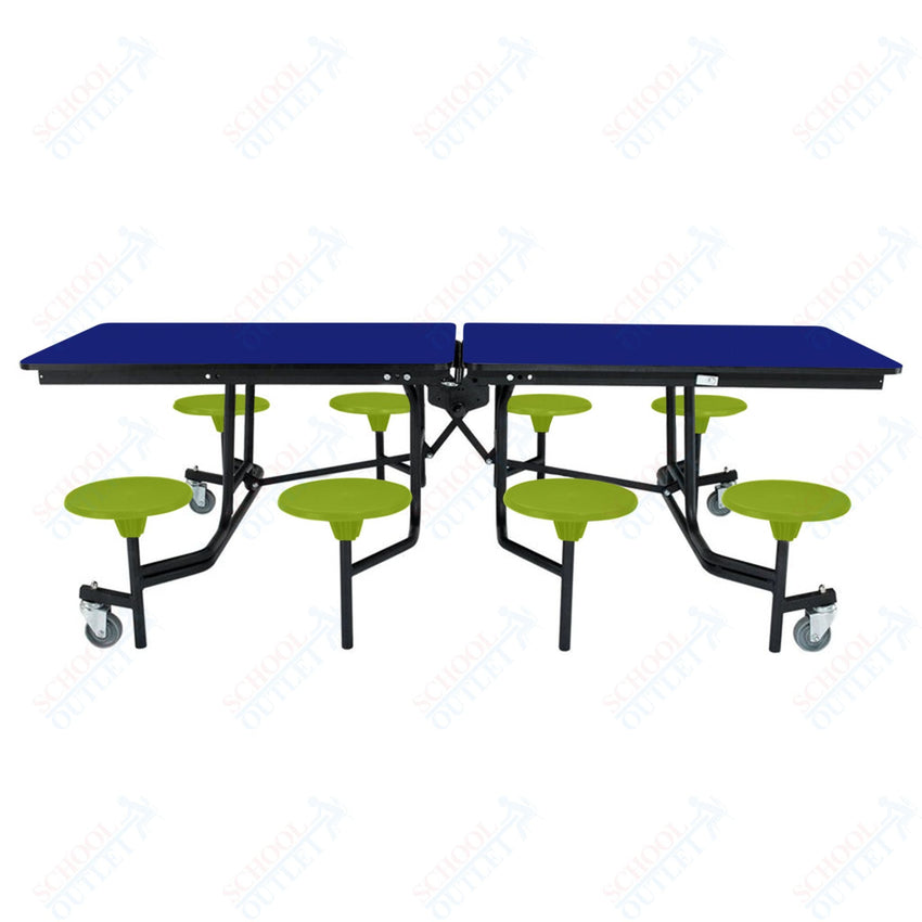 NPS Rectangle Mobile Stool Unit Folding Table with Storage and High Impact Stools 30" W x 97" L x 27" H (NPS-MTS8-XX-27) - SchoolOutlet