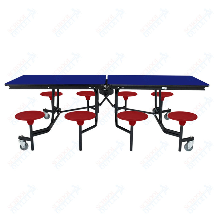 NPS Rectangle Mobile Stool Unit Folding Table with Storage and High Impact Stools 30" W x 97" L x 27" H (NPS-MTS8-XX-27) - SchoolOutlet
