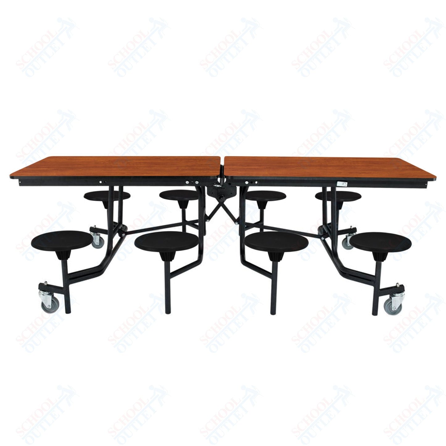 NPS Rectangle Mobile Stool Unit Folding Table with Storage and High Impact Stools 30" W x 97" L x 27" H (NPS-MTS8-XX-27) - SchoolOutlet