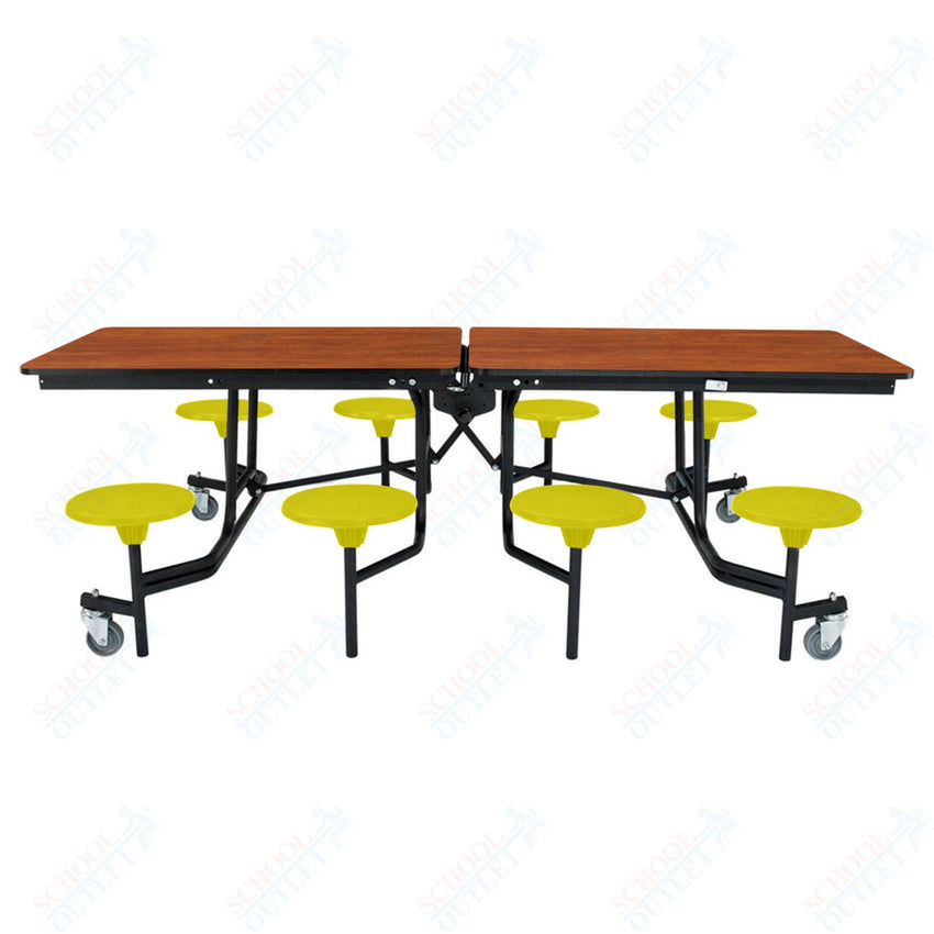 NPS Rectangle Mobile Stool Unit Folding Table with Storage and High Impact Stools 30" W x 97" L x 25" H (NPS-MTS8-XX-25) - SchoolOutlet