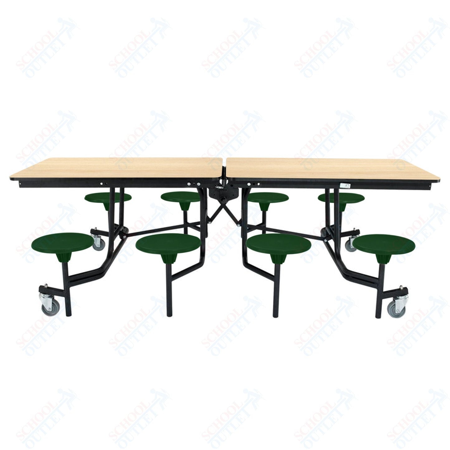 NPS Rectangle Mobile Stool Unit Folding Table with Storage and High Impact Stools 30" W x 97" L x 27" H (NPS-MTS8-XX-27) - SchoolOutlet