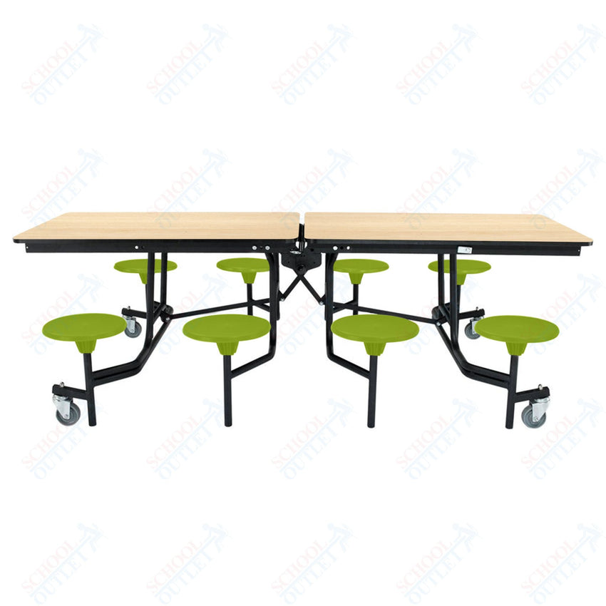 NPS Rectangle Mobile Stool Unit Folding Table with Storage and High Impact Stools 30" W x 97" L x 25" H (NPS-MTS8-XX-25) - SchoolOutlet