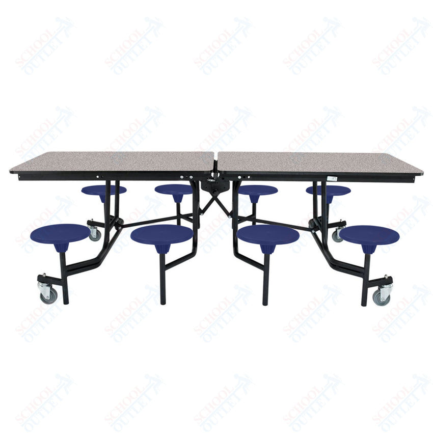 NPS Rectangle Mobile Stool Unit Folding Table with Storage and High Impact Stools 30" W x 97" L x 25" H (NPS-MTS8-XX-25) - SchoolOutlet